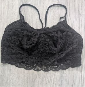 Aerie Black Lace Bralette Small Racerback Coquette Balletcore Goth